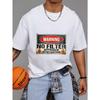 Weißes T-Shirt Mit Warnschild 'No Filter' Grafik Herren Lässiges Streetwear Top für den Alltag