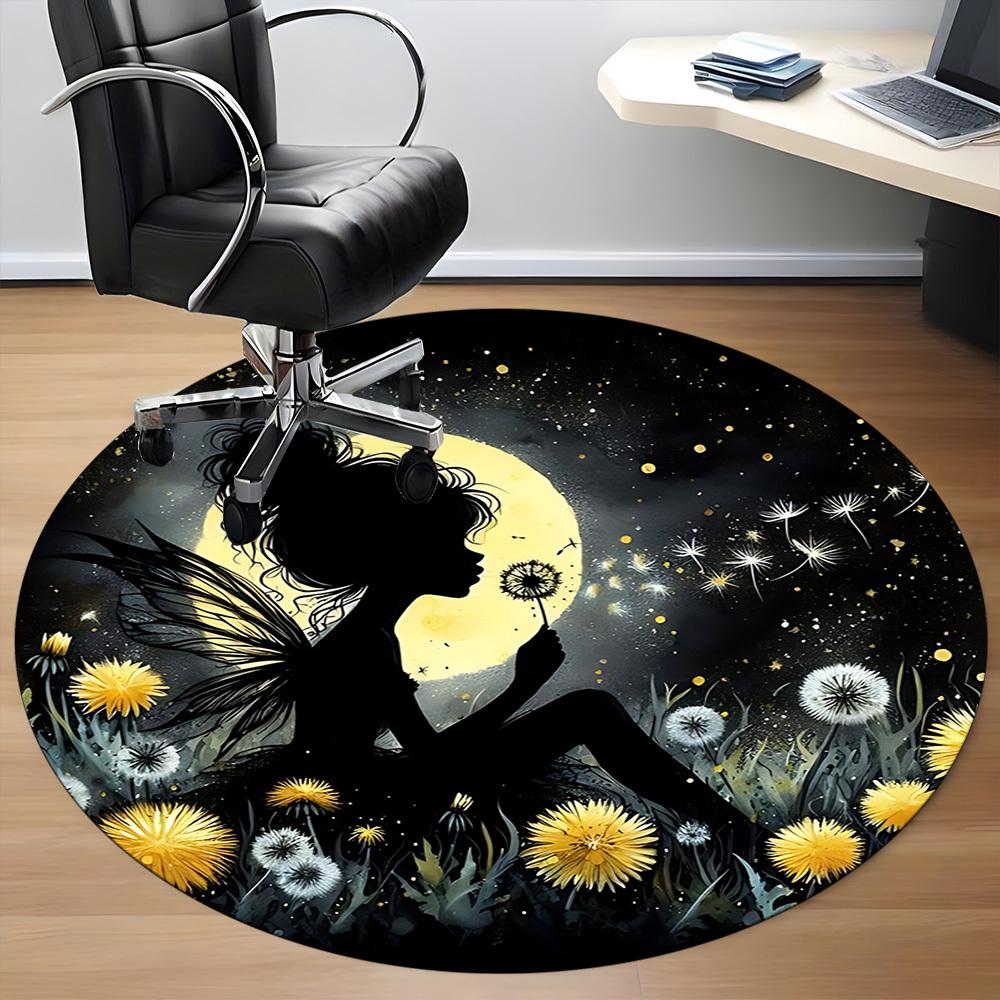 1pc Fairy Dandelion Office Round Area Rug,  Mat Suitable ForOffice, Under Office Chairs Bedroom Living Room Home Decor, Room Deco