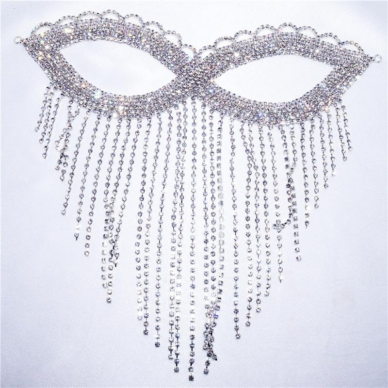 

New Accessories Fringed Rhinestone Eye Mask Creative Face Mask Nightclub Party Flash Diamond Mask Gold plated