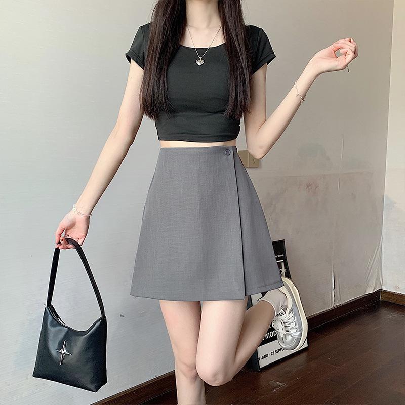 

High-Waist Irregular A-Line Midi Skirt for Summer 2026 - Slimming & Versatile for Women XS