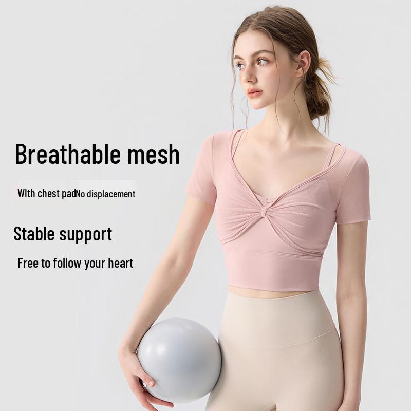 YOYO Women s Mesh Layered Fitness Top XL