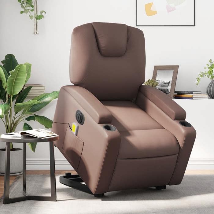 VidaXL Fauteuil inclinable de massage électrique marron similicuir 3204453