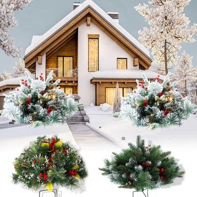 1/2Pcs Artificial Christmas Tree with Stake UV Resistant Weather-proof Faux Xmas Tree