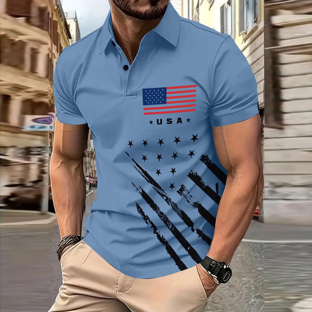 Men's  Golf Shirt Casual Sports V Neck Ribbed  Collar Short Sleeve Fashion Casual Solid Color Plain Spring & Summer Regular Fit