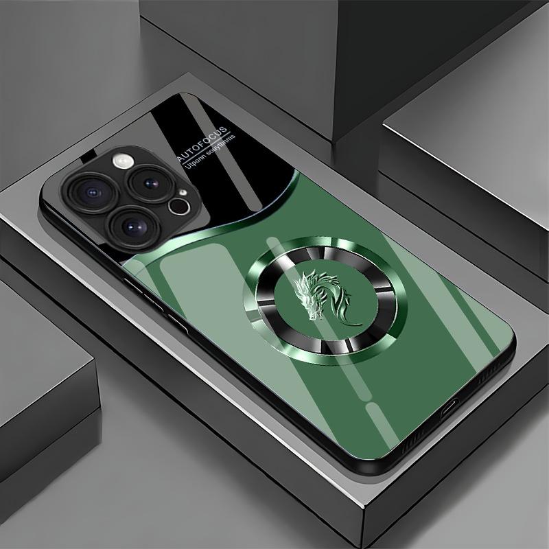 Китайский чехол Fenglong из закаленного стекла для телефона, подходящий для iPhone 17 16 15 14 13 12 11 Pro/Max/Plus, противоударный и защищающий от падений iPhone 15 светло-зеленый