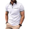 Summer New Men's Solid Colour Chest Pocket Lapel Daily Casual Polo Shirt Tops