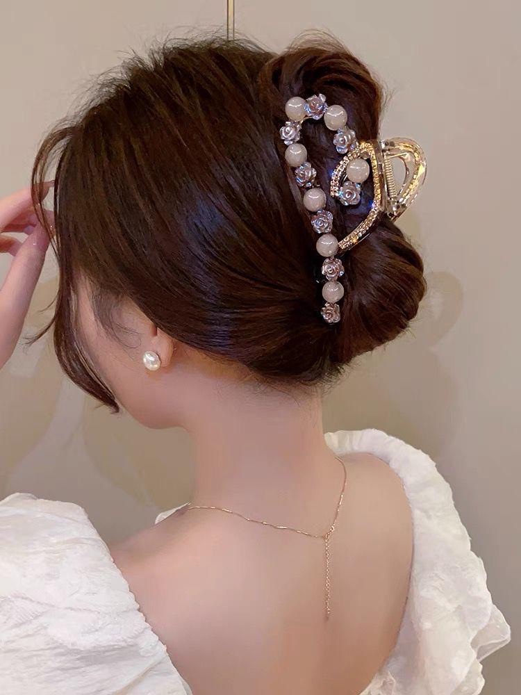Elegante Schwarze Strass-Haarklammer - Großes High-End-Accessoire