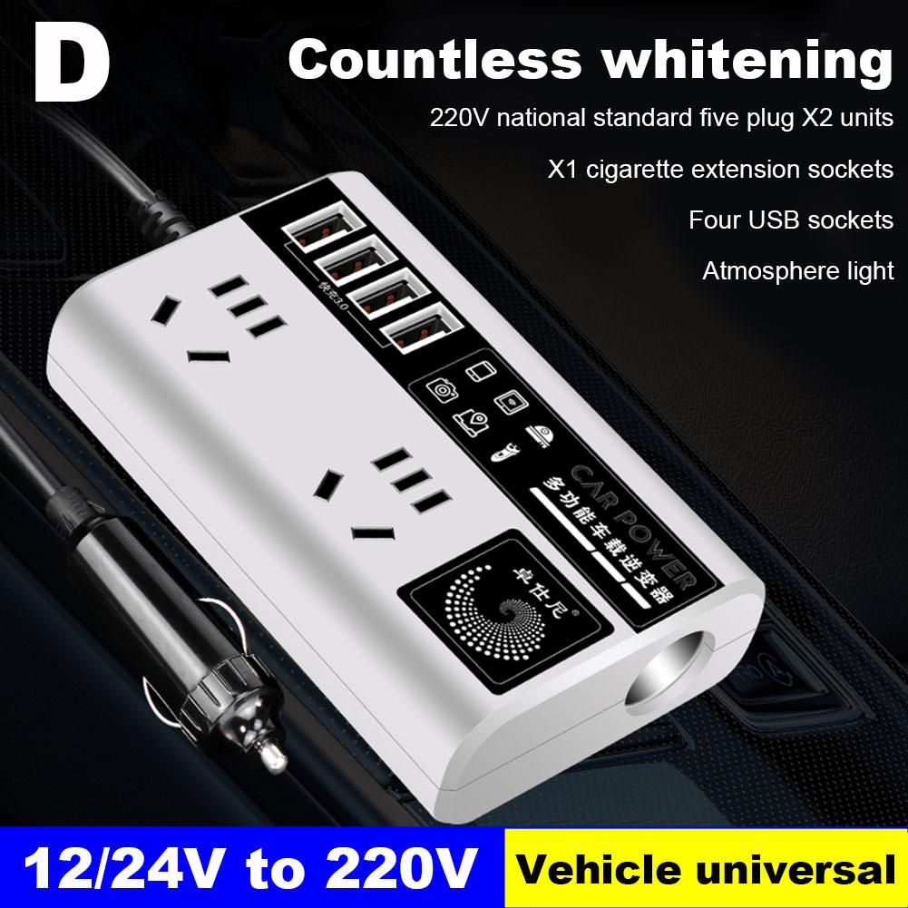 200W Car Inverter DC 12/24V To AC 220V Converter Outlets Adapter USB 4 Power Inverter Universal Y8B3