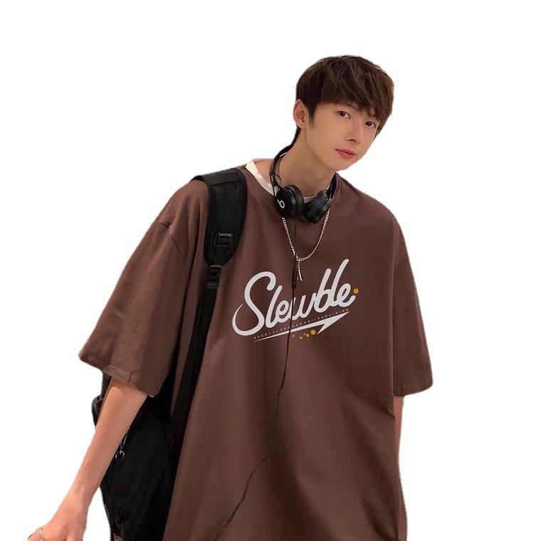 

Мужская футболка с круглым вырезом, модная новинка, универсальные футболки, модный мужской свободный топ с коротким рукавом, темпераментный дизайн