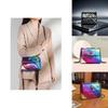 Stylish Colorful Rainbow Patchwork Shoulder Bag With Chain Strap For Women