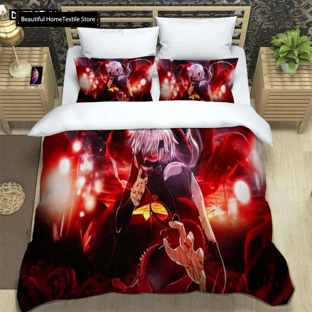 Japanische Mode Anime Digitaldruck Polyester Bettwäscheset für Jungen und Mädchen, Jugendbettwäscheset, Geschenk für Paare