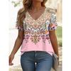 Retro Floral 3D Print T-Shirts Women's Summer Fashion V-Neck Short Sleeve T Shirt Y2K Casual Tees Harajuku Tops Female Clothing
