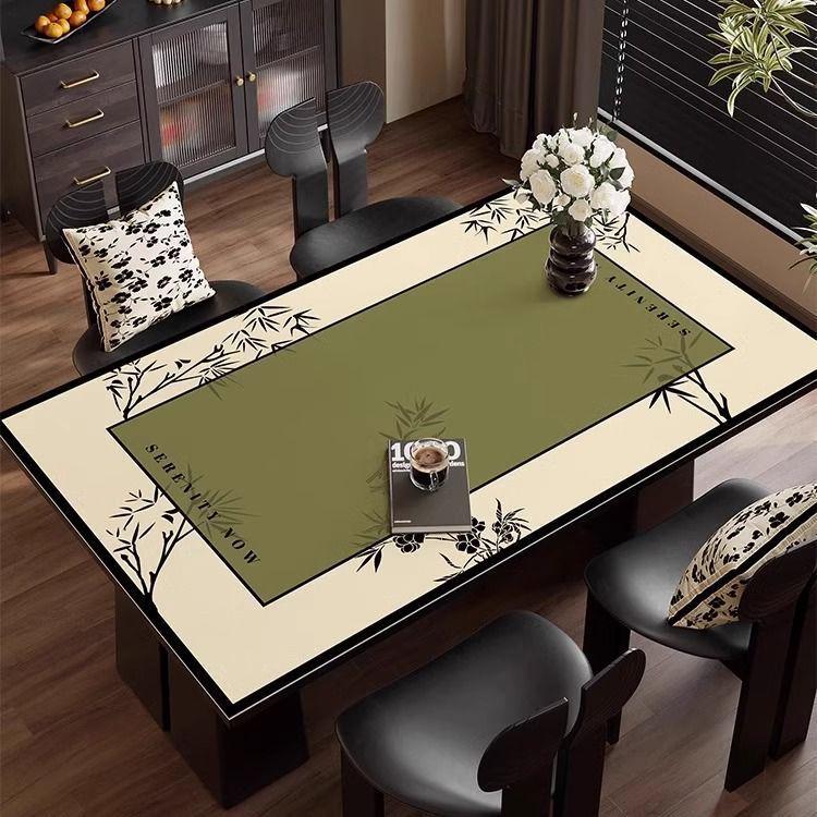 New Chinese Style Oil-Proof Waterproof Scald-Proof Leather Dining Table Mat