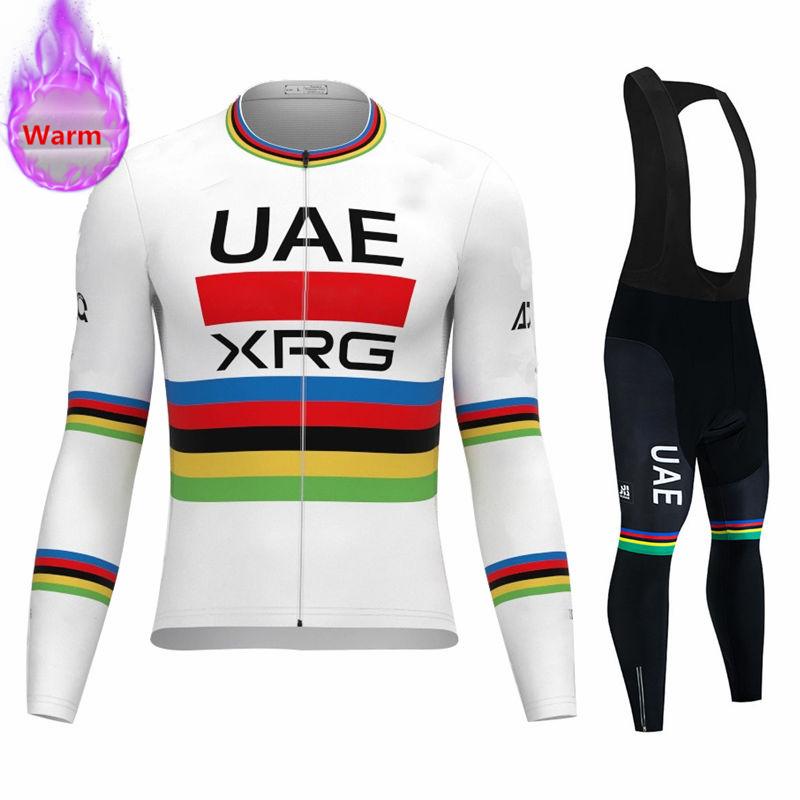 2026 UAE Team Winterfleece Langarm 2026 Winter Samt Warm Radsportbekleidung Anzug Set Fahrradkleidung Tragen Ropa Ciclismo Rennrad Trikot Anzug