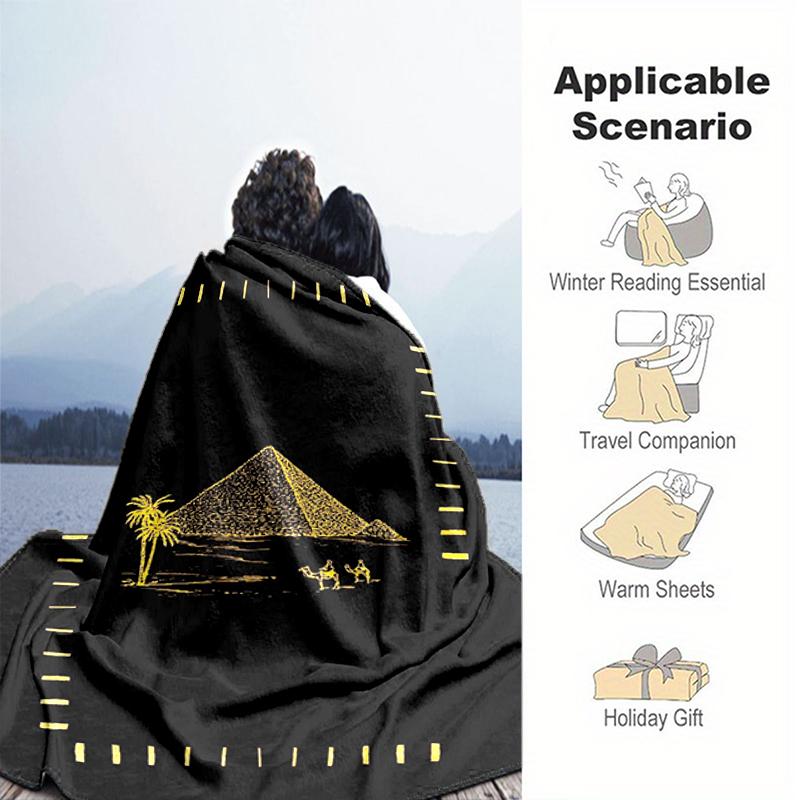 1PC Egyptian theme printed blanket, all season lightweight home office outdoor nap multifunctional blanket A6