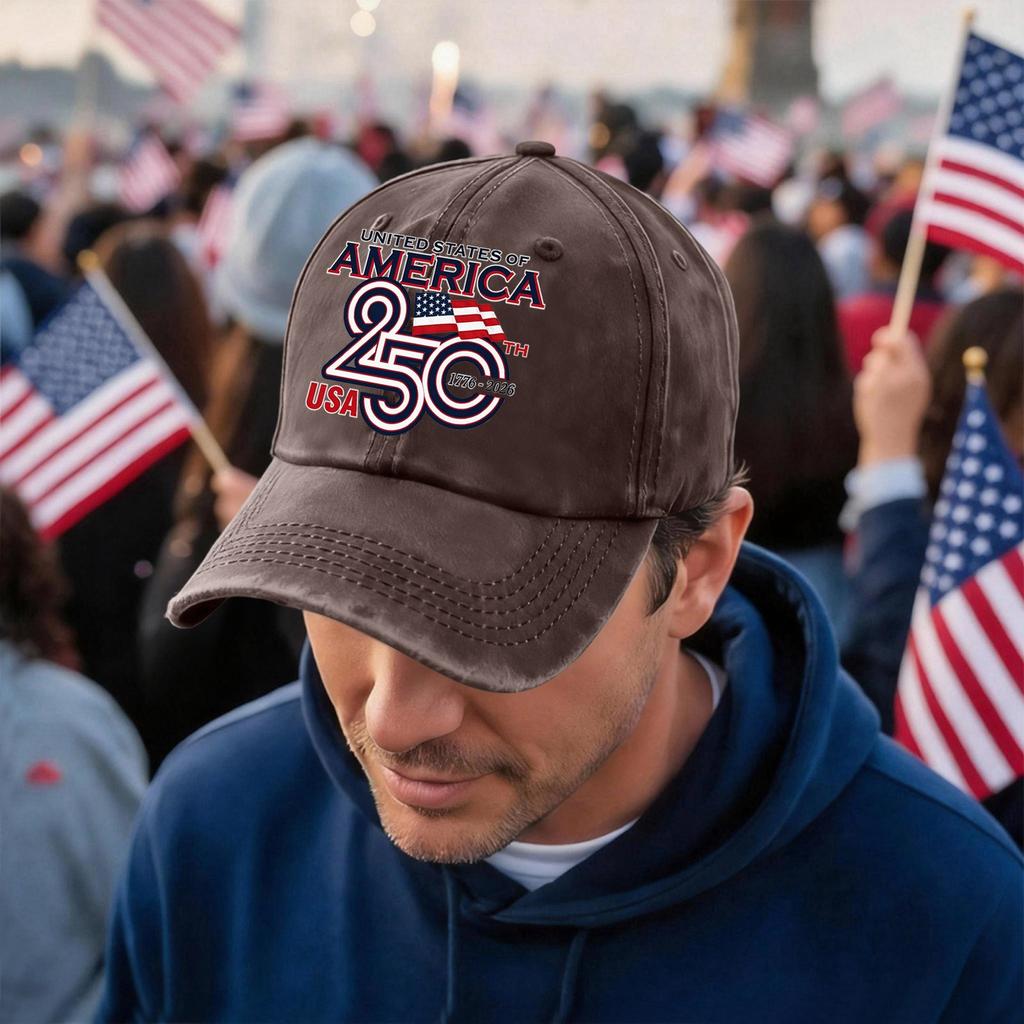 Men's and Women's Matching American 0th Anniversary Anniversary Embroidered Vintage Washed Baseball Cap