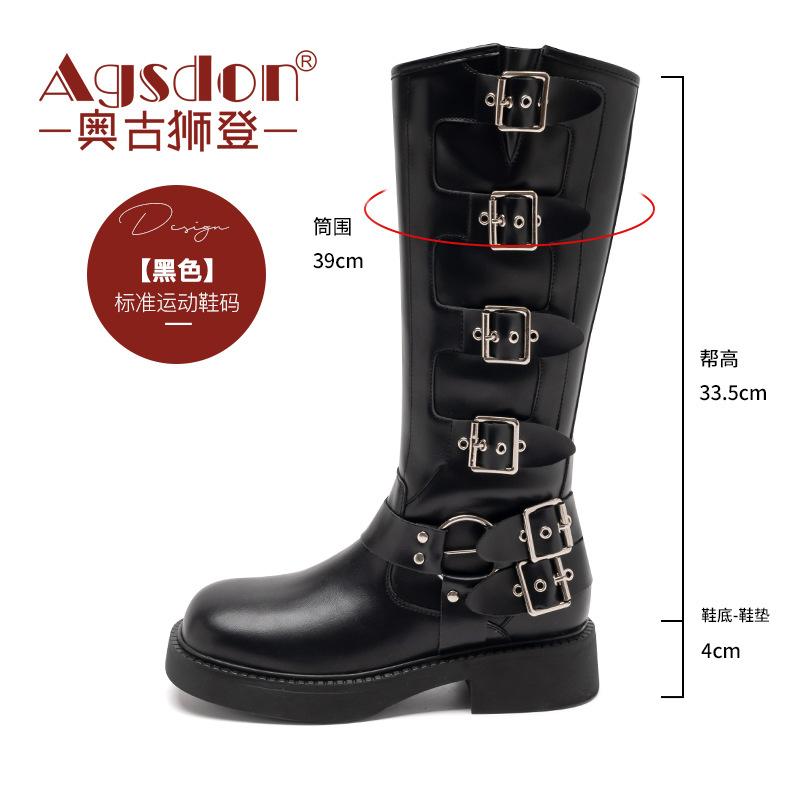 Augustine Stiefel Damen 2025 neu Herbst und Winter Western Cowboy Stil Retro Britische Mode Street Ritterstiefel