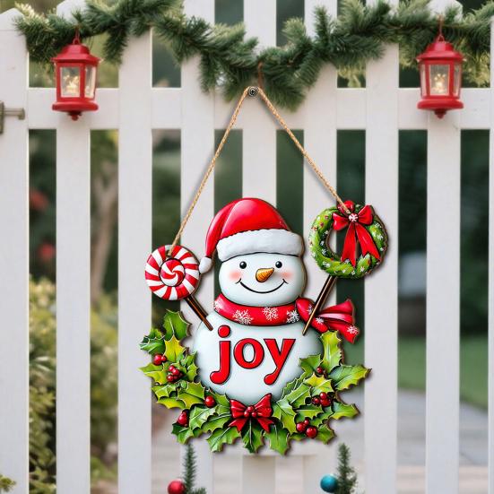 Holiday Decorations for Home Wooden Christmas Hanging Pendant, Snowman/Santa Claus/Gnome Ornament with Natural Wood Accents Hemp Rope Indoor