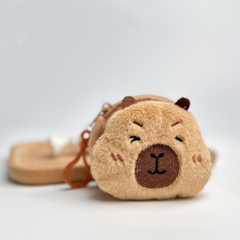 Creative Capybara Anime Plush Coin Purse  Kawaii Mini Coin Purse Round Cartoon Bags Pendant Headphone Organizer