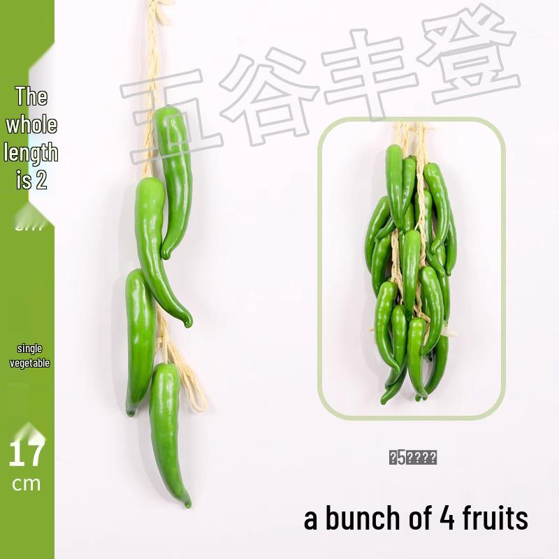 Artificial Vegetable & Fruit Skewer Wall Hanging - Chili & Corn Decor