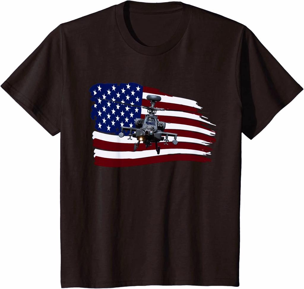 US American Flag AH64 Apache Helicopter Gunship TShirt Summer Cotton Short Sleeve ONeck Mens T Shirt New S3XL