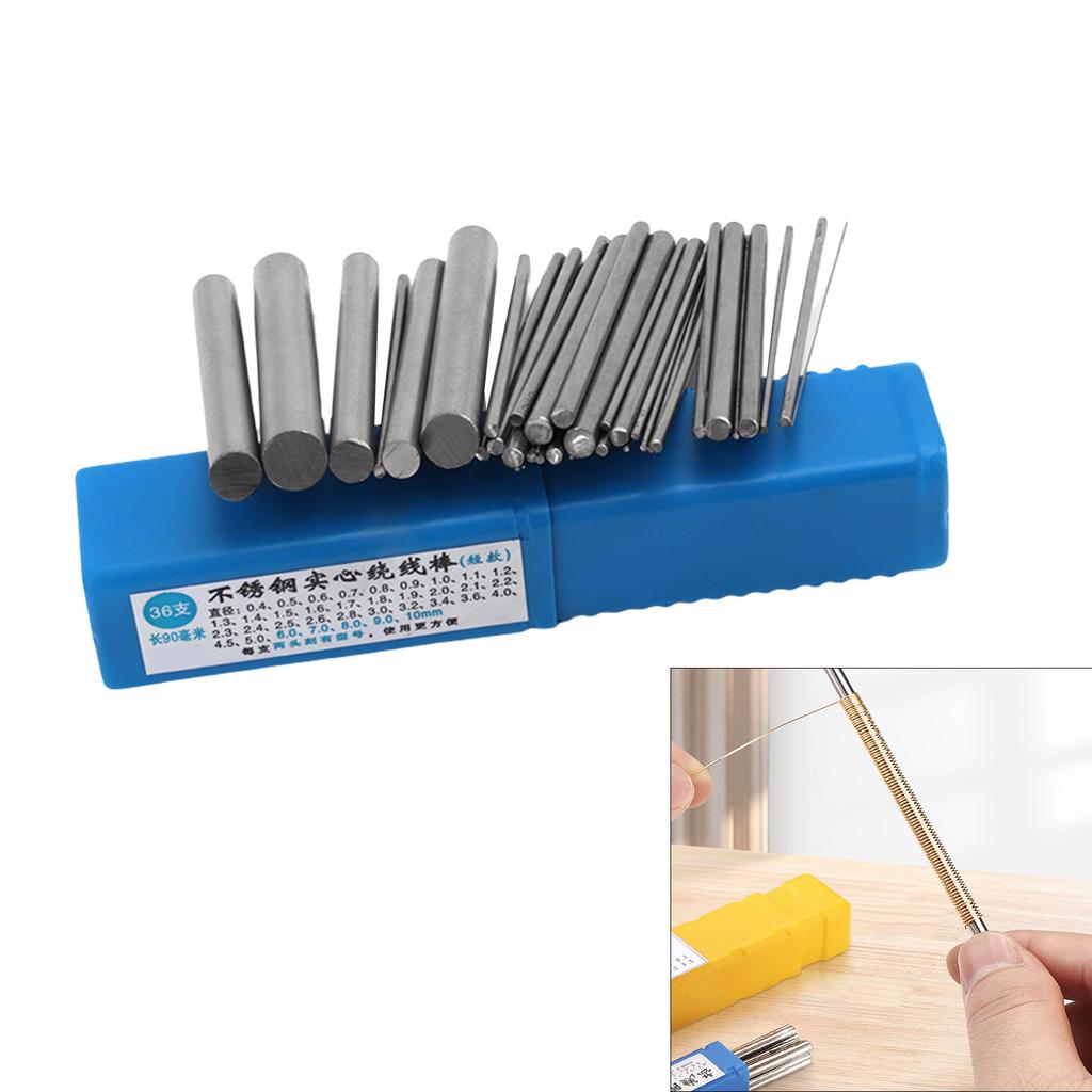 36Pcs Stainless Steel Solid Wire Wrapping Rods Jewelry Making Tool Wire Shaping Rods Stainless Steel Mandrel for Jewelry