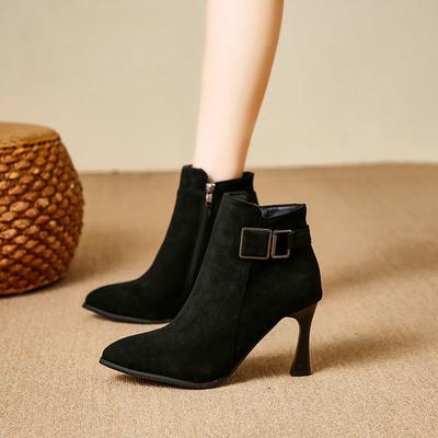High Quality Boots Women Sexy Pointed Toe Solid High Heels Zipper Fashion Modern Shoes for Women Plus Size Casual Heeled Shoes