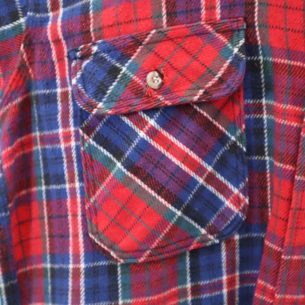 Melton 70-talls Vintage Laget i USA rutete Langermet Flanellskjorte L Rødlig Herre Brukt