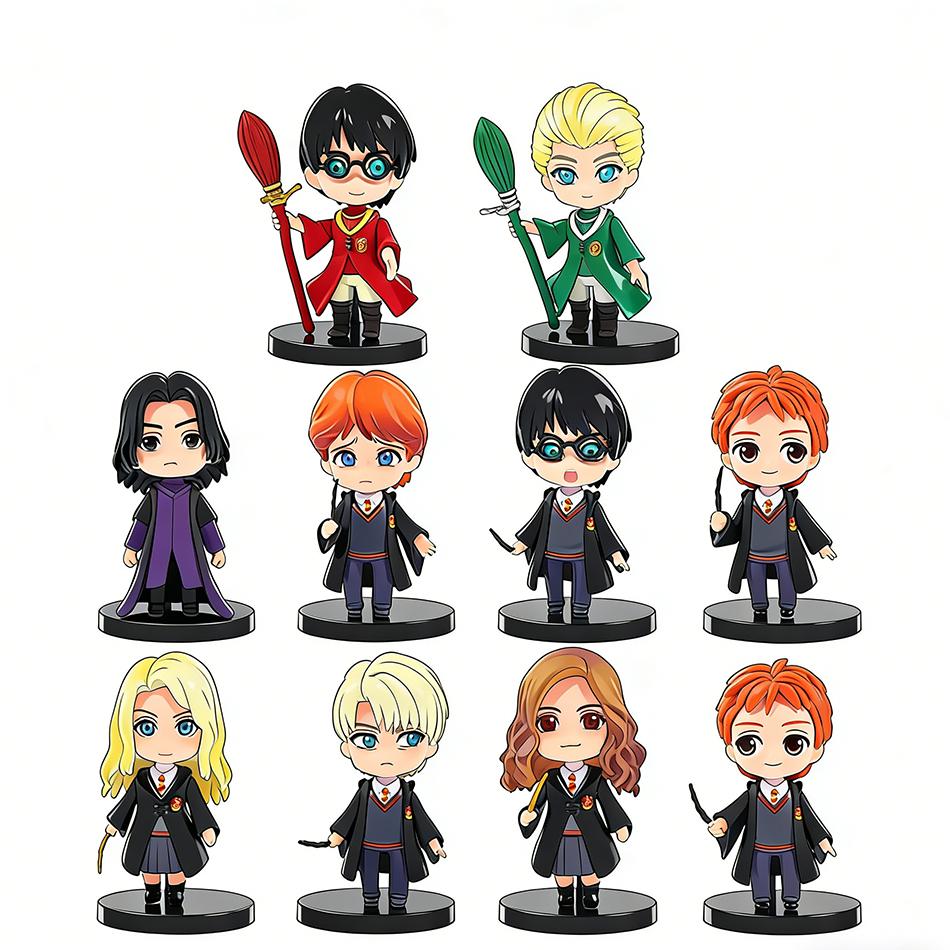 Hot 3-10pcs/set Harri Q Style Potter Posket Hermione Ron Hedwig Vinyl Figure Plaything Cake Decoration Car Figure PVC Doll Gift Toys