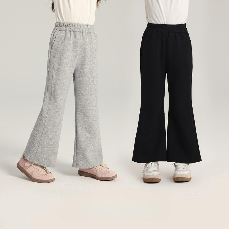 New Arrivals Girls' Fashion Casual Flared Trousers – Plain-coloured Knitted Loose-fit Trousers for Girls