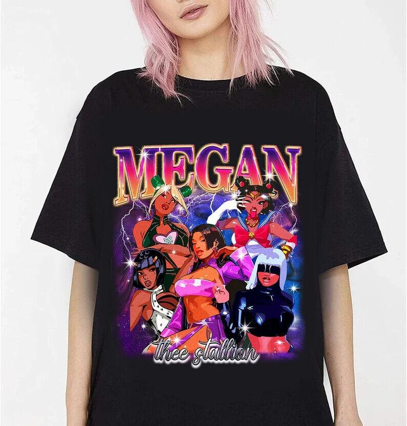 Megan Thee Stallion 90s Anime T-shirt Tops Tee, Megan Cosplay Art T-shirt Tops Tee
