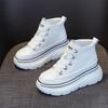 Women's High Top Cowhide Platform Sneakers - Autumn Breathable Casual White Shoes