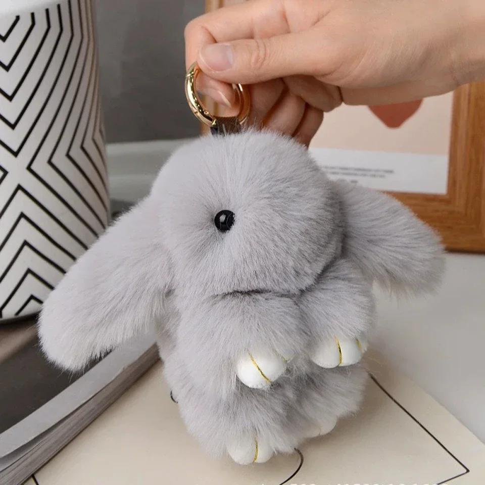 15cm Fluffy Rabbit Fur Pompon Bunny Soft Cute Rabbit Toy Bag Decoration Accessories Gift for Girls Gift Bag Charm