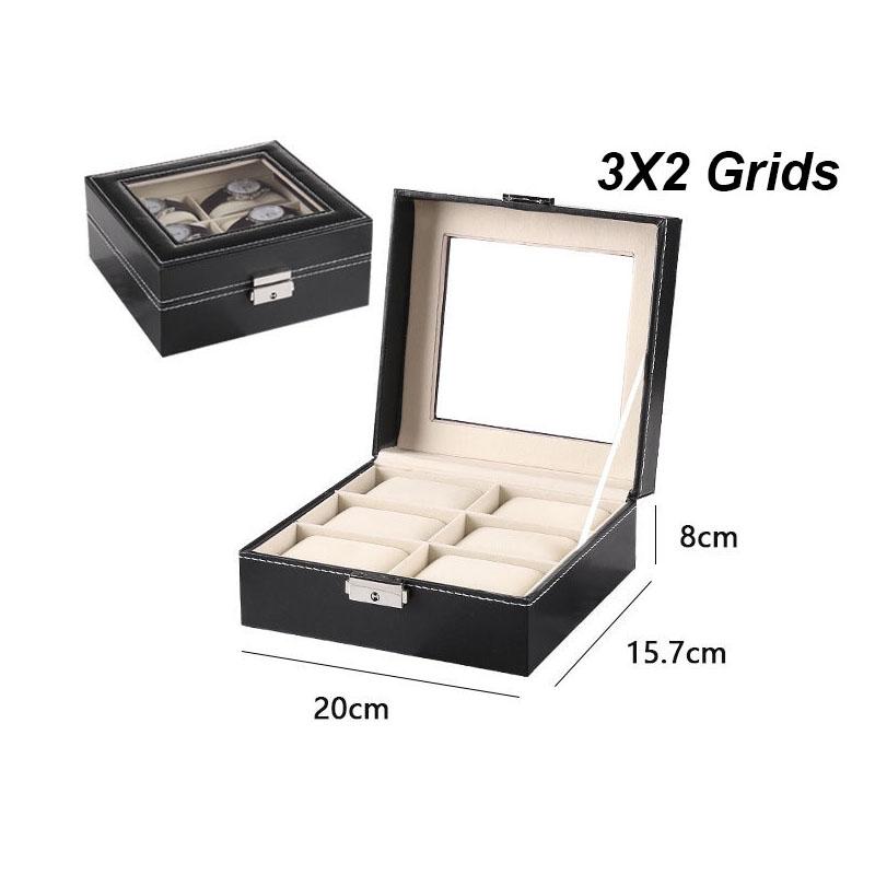 Delesys Classic Style Leather 2/3/4/5/6/8/10/12/20 Slots Watch Display Case Organizer Jewelry Storage Box With Glass Top For Man