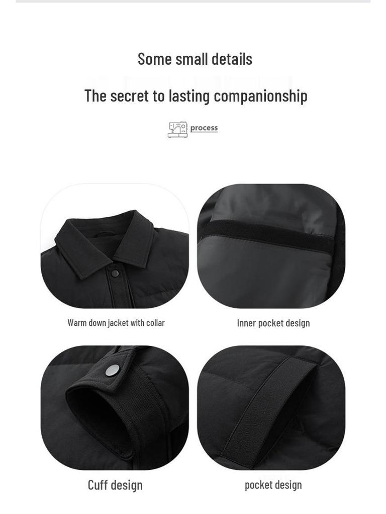 2025 Winter Men's Corduroy Patchwork Lapel Down Jacket - Thick Casual Baseball Style Outerwear