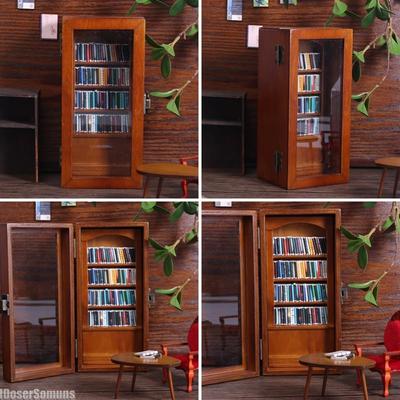Anti-Anxiety Wooden Bookshelf Tiny Display Cabinet Shaking Stress Reliever Library Study Desktop Ornament Decor for Students
