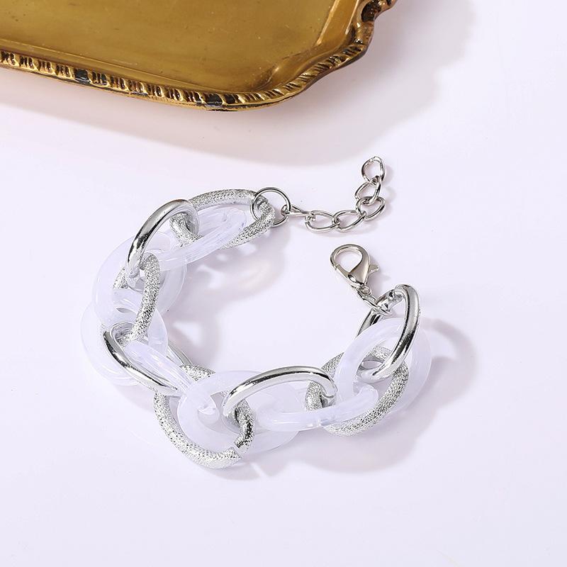 Accessories, Acrylic Leopard Geometric Colored Aluminum Chain Bracelet, Hip Hop Rough Jewelry For Women
