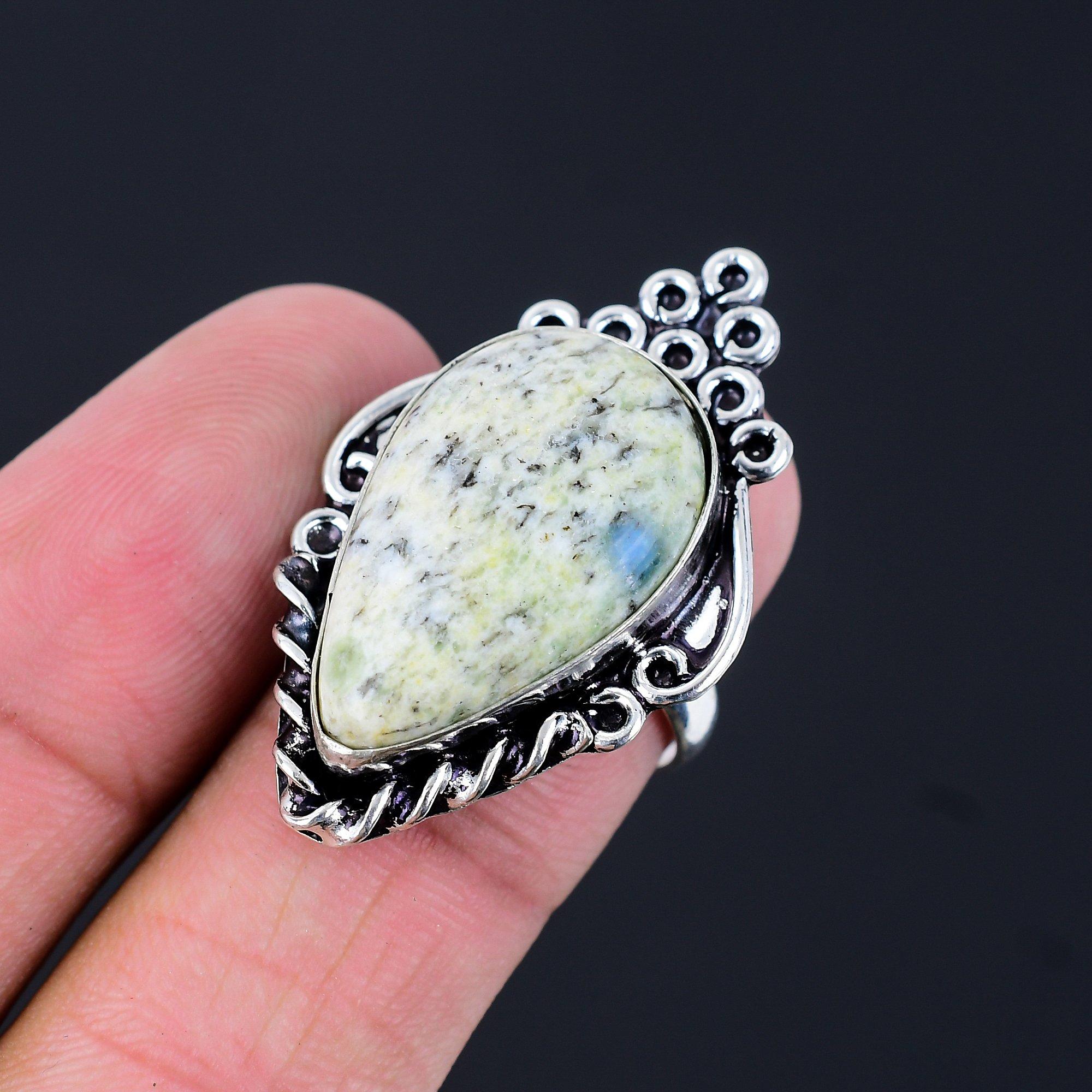 K2 Jasper Gemstone 925 Sterling Silver Mother Solitaire Birthday Ring Size 7.5 7.5