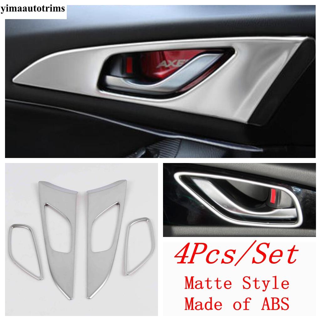 

4 PCS Car Accessories Carbon Fiber Door Handle Bowl Panel Frame Decoration Cover Trim For Mazda 3 Axela 2014 - 2018 Interior Kit Matte Style