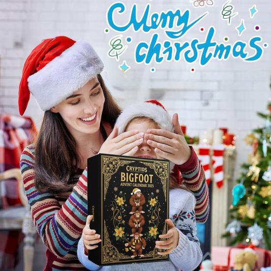 Christmas Savage Advent Calendar Cartoon Wild Man Figurine Xmas Countdown Calendar Home Office Desktop Ornament