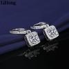 925 Sterling Silver Women's Earrings Inlaid with Square Zircon, Fashionable Banquet Party Jewelry