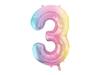 Party Deco Balloon Number 3 86cm Pastel Rainbow Decoration for 3rd Birthday