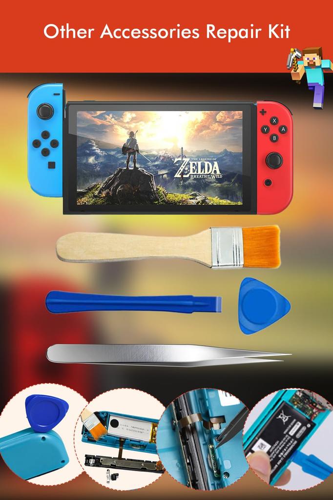 Repair Repair Kit for OLED Switch Repair Repair 3D Sensor Analog Set of Thumb Japanese Instruction Manual Included Joy-Con [48-in-1 Joy-Con