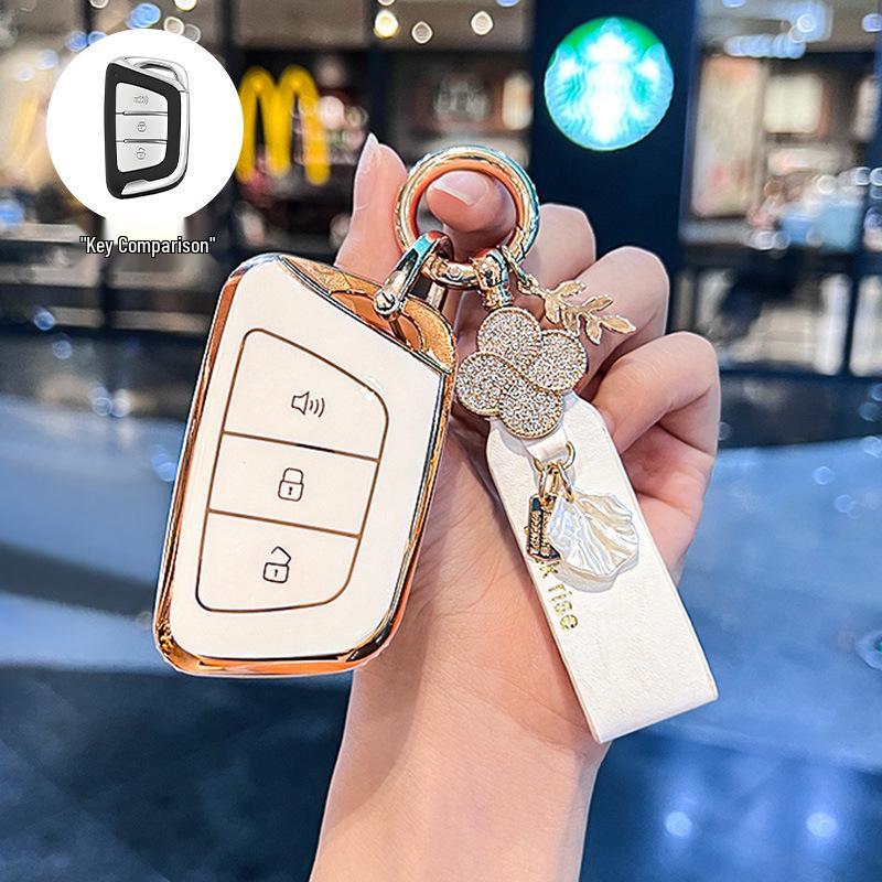 Compatible Car Key Cover for JAC Jiayue A5, X4, X7, iC5, iEVS4/7S, T8 Refine, S4, S7, M6 with Buckle