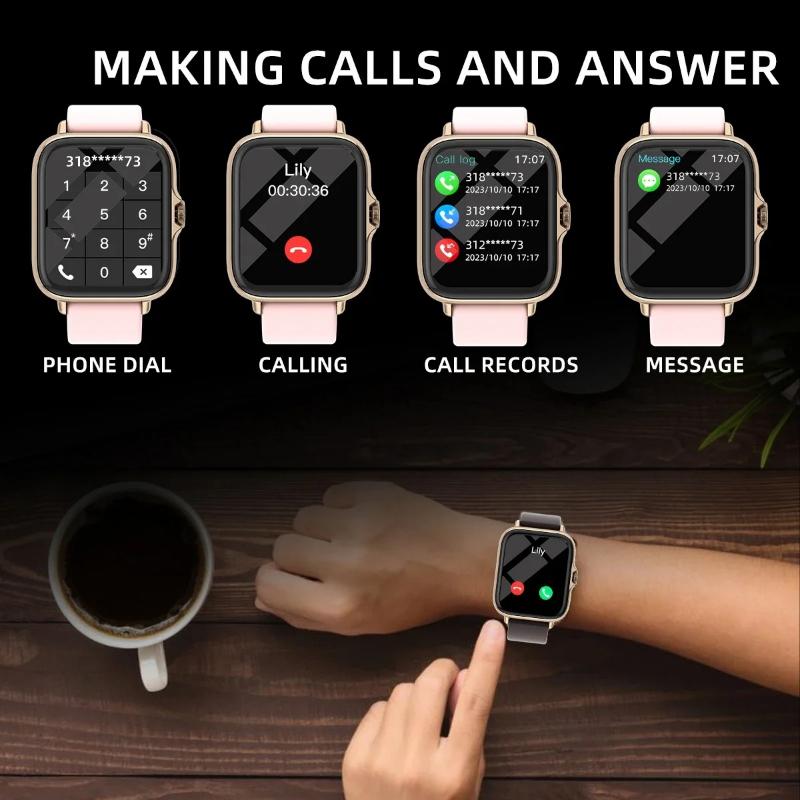 Smartwatch, kabelloses Telefonieren / Wählen, Multi-Sport-Modus, Anruferinnerung und -ablehnung, SMS-Erinnerung, für iPhone/Android