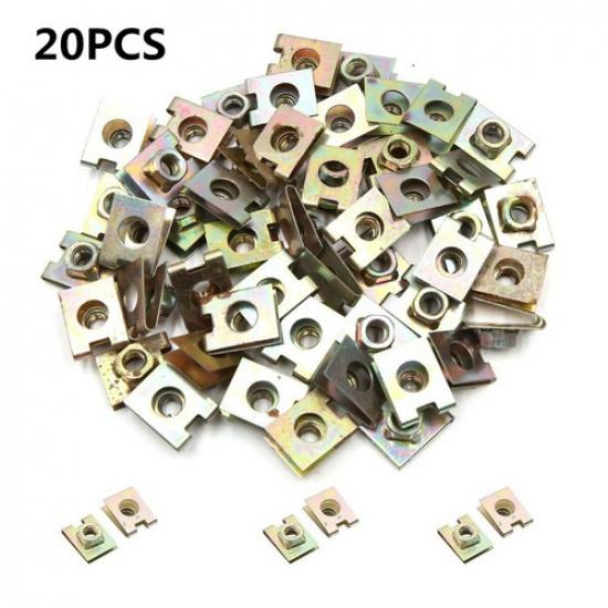 

20X 6mm/M6 Universal Spring U-Type Clips Speed Nut For Car Panel Fender Defense