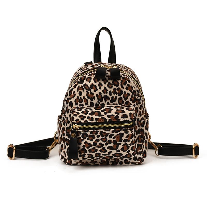 Leopard Print Backpack Female Fashion Niche Student Class Bag Street Trend Lightweight Travel Small Backpack