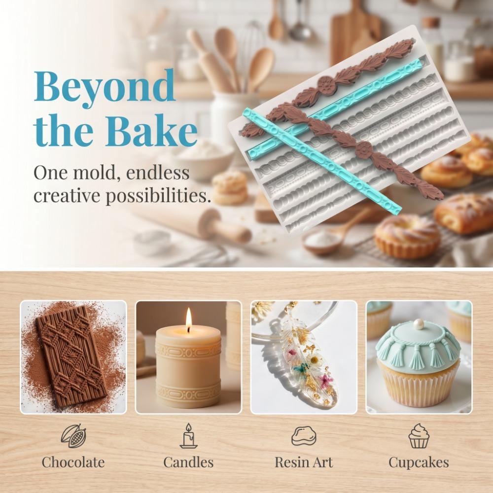 Silicone Hemp Rope Mold Embossed Pattern Macrame Mold Silicone Fondant Mold  Cake Decorating