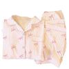 Women's Spring/Summer Pajamas: Long Sleeve & Pants, Loose Fit, Thin, Wrinkled Fabric, Bow & Stripes, Suitable for Outdoors