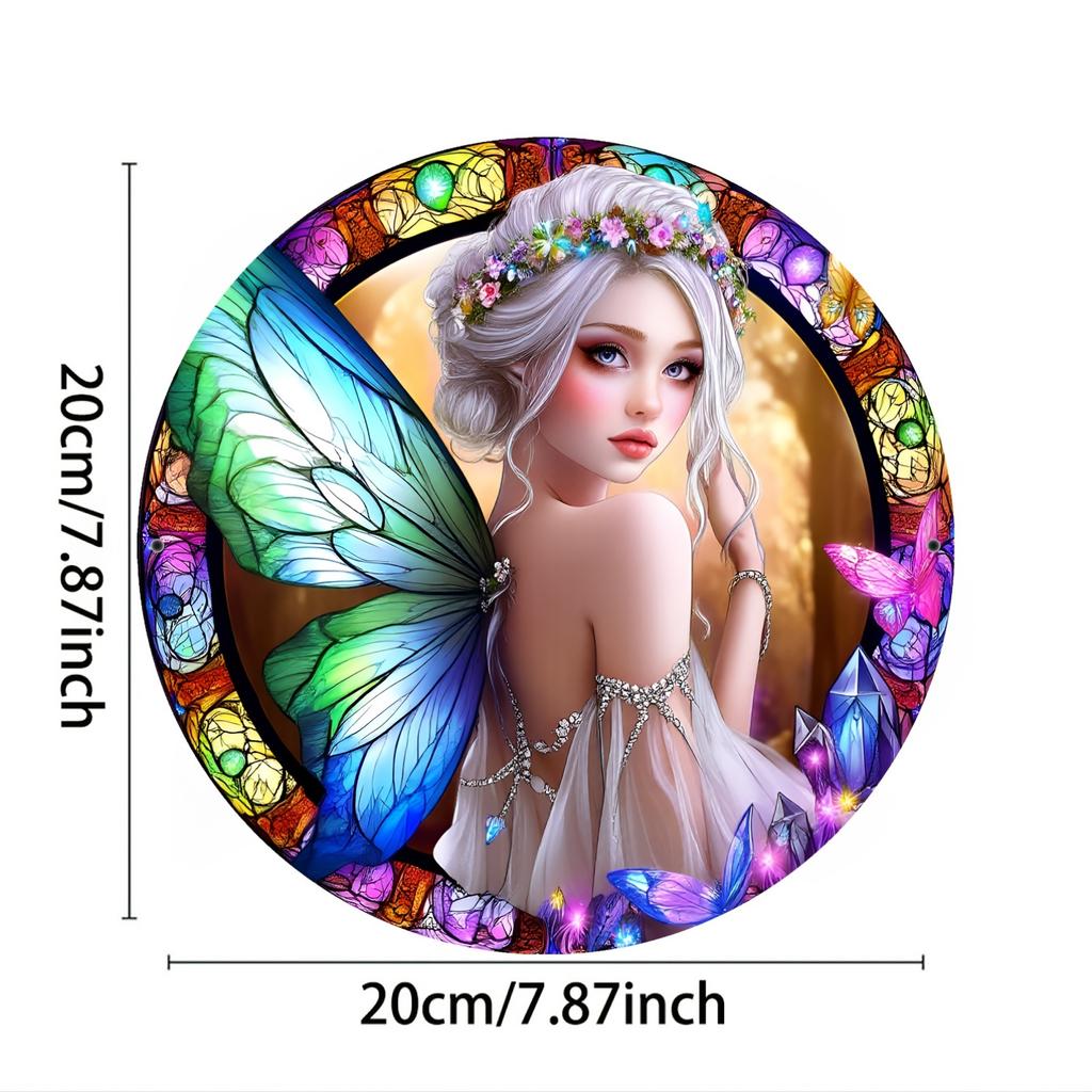 Träälvkrona Blomsterkrans Art Deco Träskylt, Rund Väggdekoration, Vintage-inspirerad Multifunktionell Hem- och Utomhusaccent